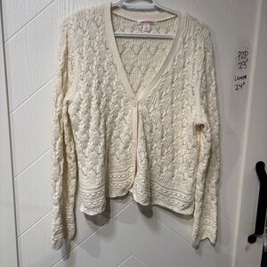 Joe Fresh Cream Cable Knit Cardigan Cottagecore Boho Soft Girl